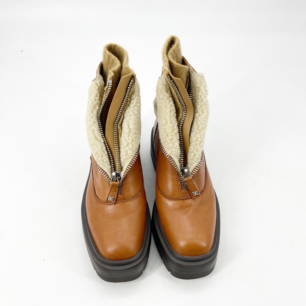 Sam Edelman Women's Linds Lug Boots S8 Brown Shearling - Picture 6 of 9